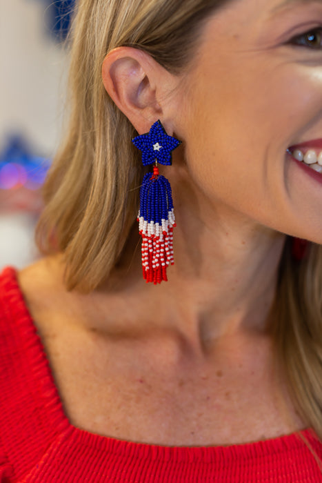USA Tassle Beaded Earrings